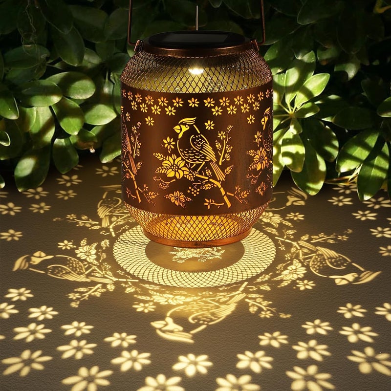 Doogarden Solar Lanterns Outdoor Waterproof Christmas Birthdays Gifts for Women Mom Grandma Butterfly Garden Decor Metal Hanging Solar LED Lights for Patio(Red Bird-2P) - Image 4